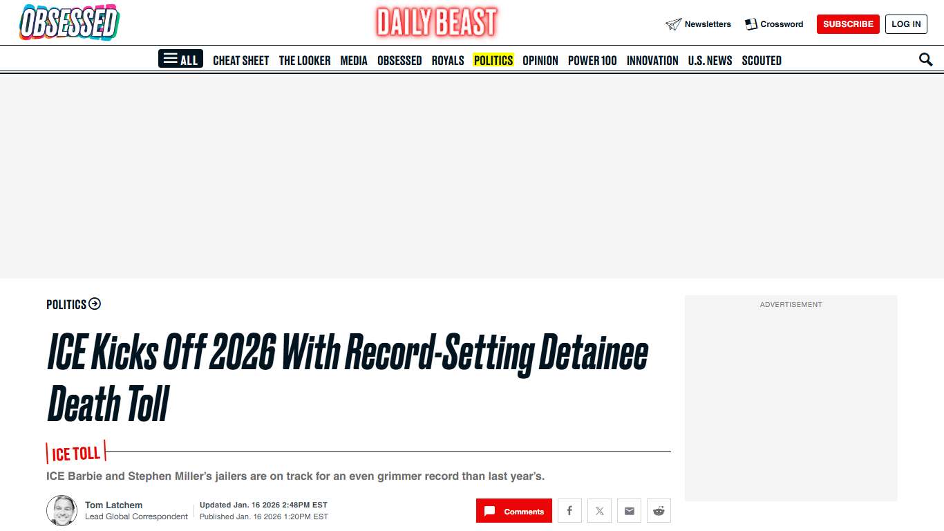 ICE Kicks Off 2026 With Record-Setting Detainee Death Toll