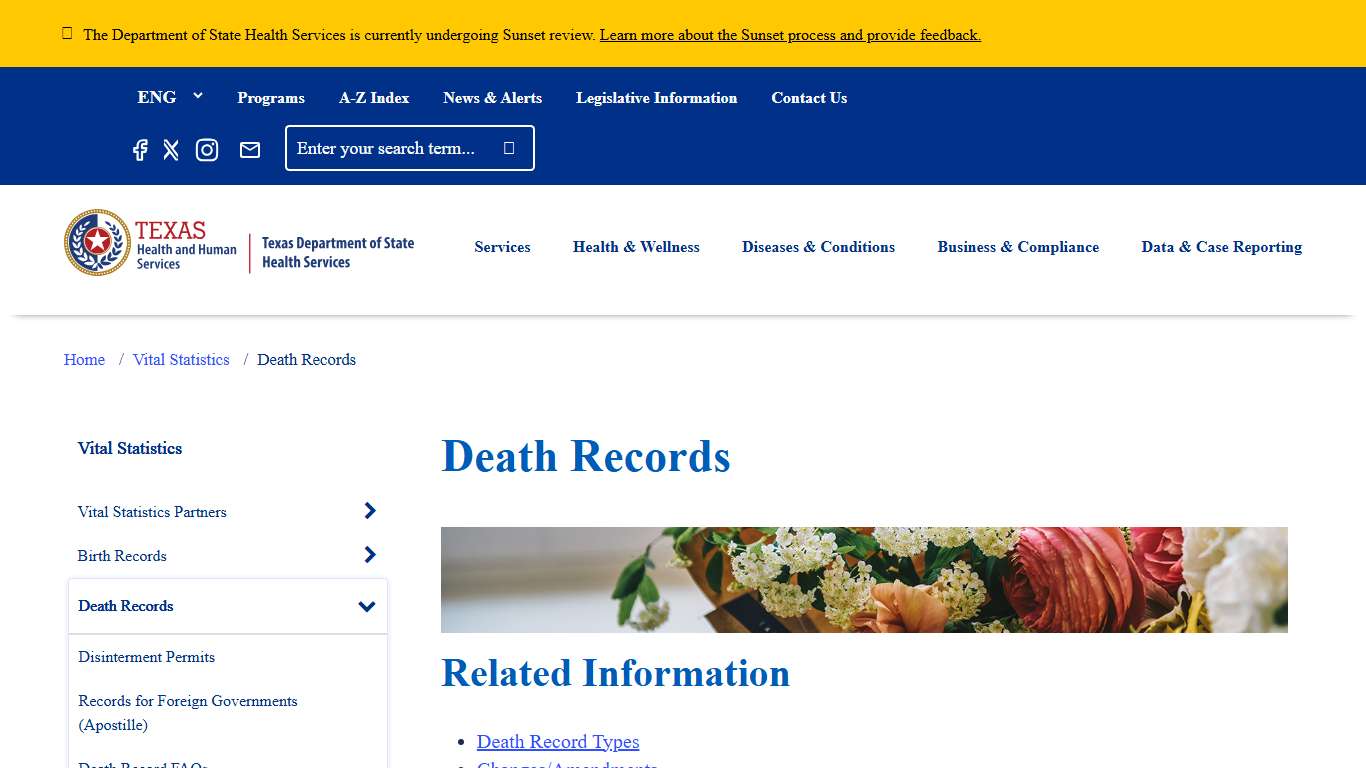 Death Records | Texas DSHS