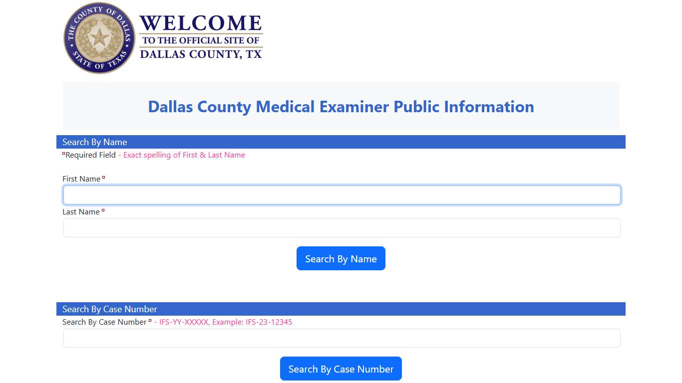 Dallas County Medical Examiner Public Info